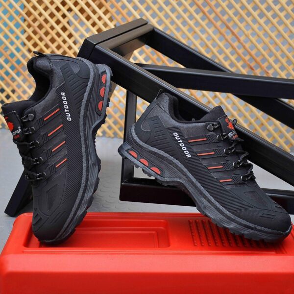Unisex Siyah Kırmızı Kaymaz Taban Trekking Bot