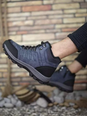 Unisex Lacivert İçi Kürklü Kaymaz Taban Bot