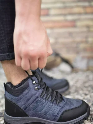 Unisex Lacivert İçi Kürklü Kaymaz Taban Bot
