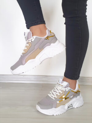 Kadın Gri Sneaker Günlük Hafif Rahat Spor Ayakkabı 2038 - Görsel 2